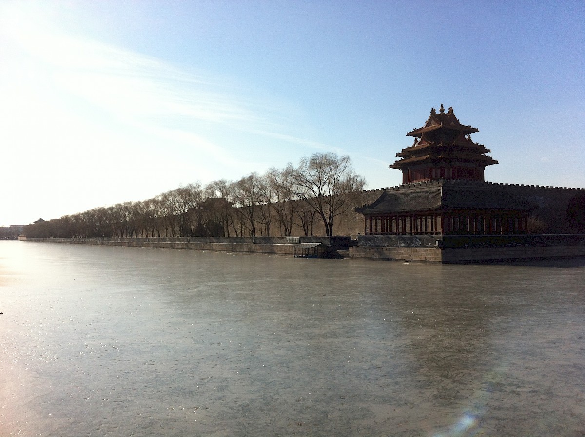 A cold winter morning outside the forbidden city in Beijing